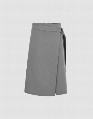 Urban Revivo Split Hem A-Line Women's Skirts Grey | TBF1771MR