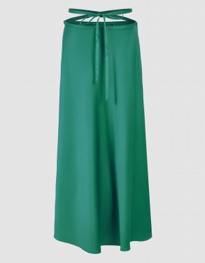 Urban Revivo Split Hem A-Line Women's Skirts Green | LDG6770IN