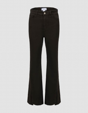 Urban Revivo Split Hem Flare Women's Jeans Brown | IPQ7980NC