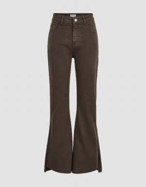 Urban Revivo Split Hem Flare Women's Jeans Dark Brown | JIM2795BH