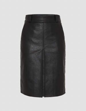 Urban Revivo Split Hem Midi Straight Women's Skirts Black | TDL371JU