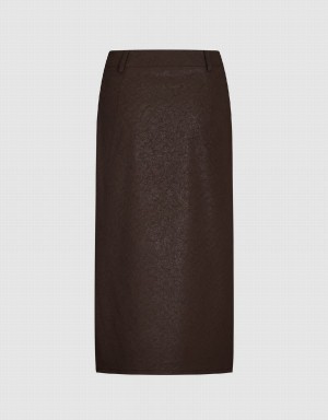 Urban Revivo Split Hem Straight Women's Skirts Brown | VTJ3054MK