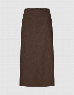 Urban Revivo Split Hem Straight Women's Skirts Brown | ZLP1658IF