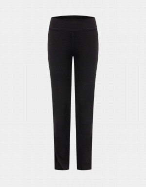 Urban Revivo Split Hem Stretch Knitted Long Skinny Women's Pants Black | SFR1438ZT