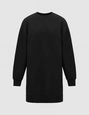 Urban Revivo Straight Crew Neck Knitted Women's Dress Black | ANJ7234BY