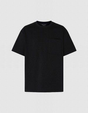 Urban Revivo Straight Crew Neck Men's T Shirts Black | CIA1940EV