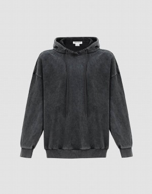 Urban Revivo Straight Hooded Men's Sweatshirts Dark Grey | BGW4657JY