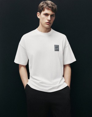 Urban Revivo Straight Loose Men's T Shirts White | MTI856XO