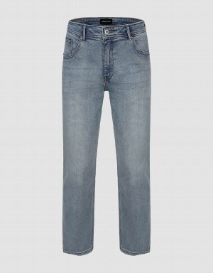 Urban Revivo Straight Men's Jeans Blue | XJL2495WU