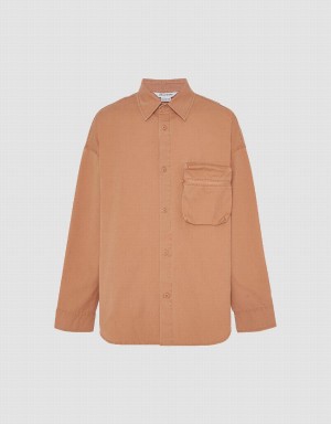 Urban Revivo Straight Oversized Men's Shirts Orange | HEQ473NN