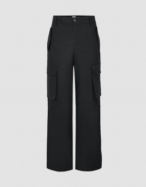 Urban Revivo Straight With Belt Men's Pants Black | EZG2945BZ