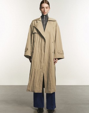 Urban Revivo Straight With Belt Women's Trench Coat Khaki | XUH8159NU