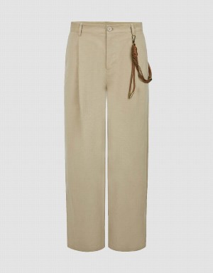 Urban Revivo Straight With Rope Men's Pants Khaki | BJO814BI