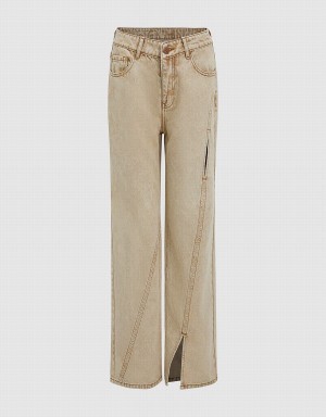 Urban Revivo Straight Women's Jeans Brown | JIS3653SP