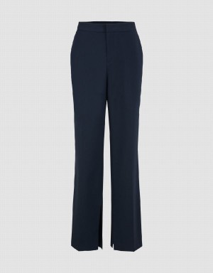 Urban Revivo Straight Women's Pants Blue | AHY6070ZR