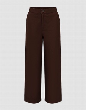 Urban Revivo Straight Women's Pants Dark Brown | PNP1748IM