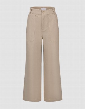 Urban Revivo Straight Women's Pants Khaki | PIW2834ZF