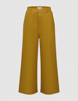 Urban Revivo Straight Women's Pants Yellow | HRJ2332UA