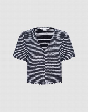 Urban Revivo Striped Crop Women's T Shirts Grey | JFI3688LX