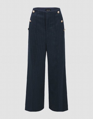 Urban Revivo Striped Wide-Leg Women's Pants Blue | NDE8971DC