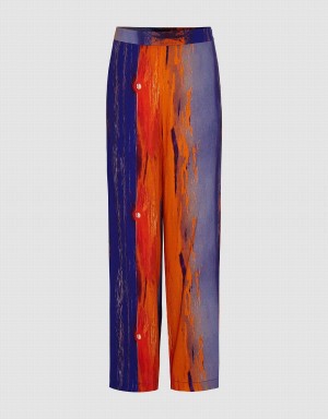 Urban Revivo Sunset Printed Wide-Leg Women's Pants Multicolor | UFC1359DR