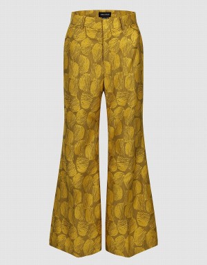 Urban Revivo Tailored Printed Flare Women's Pants Orange | GUL5520JH