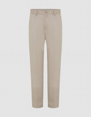 Urban Revivo Tailored Straight Men's Pants Khaki Grey | EJP7122AN