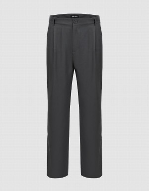 Urban Revivo Tailored Straight Men's Pants Grey | IKQ5384BN