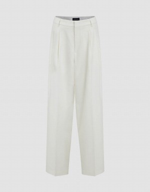 Urban Revivo Tailored Wide-Leg Women's Pants White | QVE1440WM