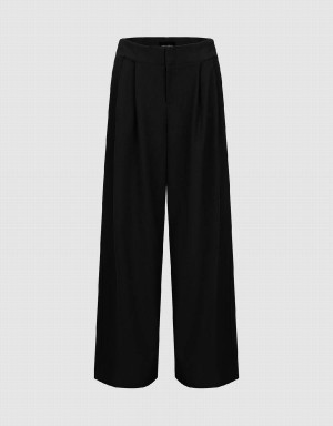 Urban Revivo Tailored Wide-Leg Women's Pants Black | PDL5338PS