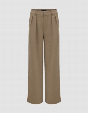 Urban Revivo Tailored Wide-Leg Women's Pants Light Khaki | AJG7534RY