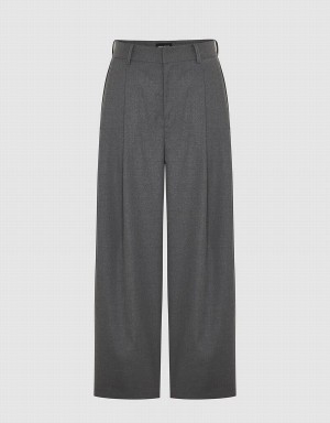 Urban Revivo Tailored Wide-Leg Women's Pants Dark Grey | HWV3496AN