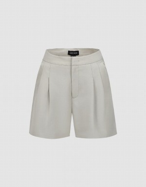 Urban Revivo Tailored Women's Shorts Khaki Grey | ZXW847EM