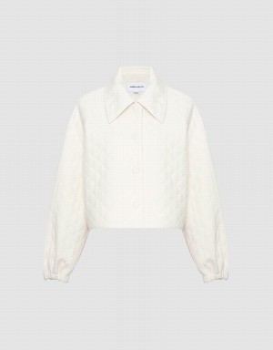 Urban Revivo Textured Button Up Women's Jackets White | ZEL3723UU