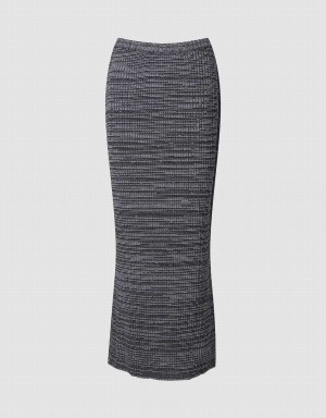 Urban Revivo Textured Long Knitted Women's Skirts Grey | FNY946OU