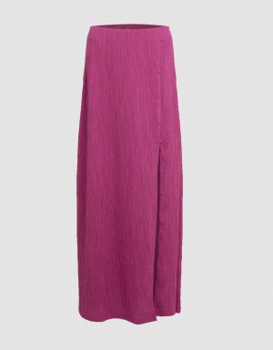 Urban Revivo Textured Midi A-Line Women's Skirts Rose Red | NIJ2838UH