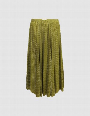 Urban Revivo Textured Pleated Maxi Women's Skirts Green | MGR635HU