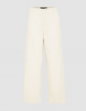 Urban Revivo Textured Wide-Leg Women's Pants White | DGZ458FR