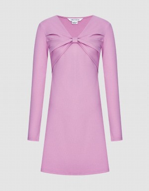 Urban Revivo Tie Front Fitted Women's Dress Pink | UNG1550CF