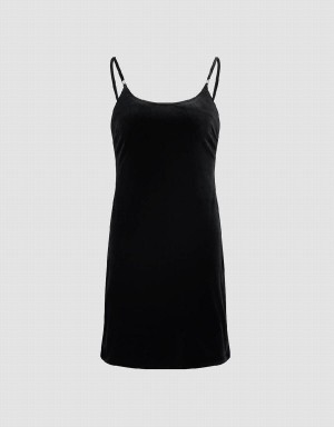 Urban Revivo U Neck Skinny Cami Women's Dress Black | BWB9457TO