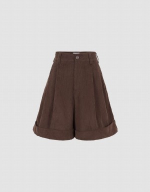 Urban Revivo Urban Regular Women's Shorts Dark Brown | VWV3361AN