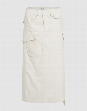 Urban Revivo Utilities Midi A-Line Women's Skirts White | UXN8695RB