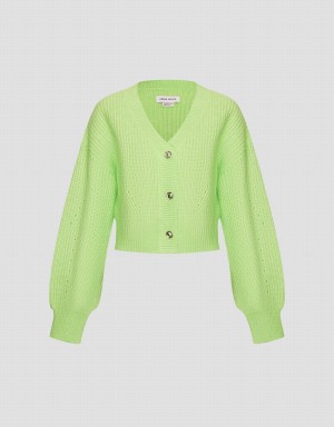 Urban Revivo V-Neck Knit Women's Cardigan Green | XVE4323SP