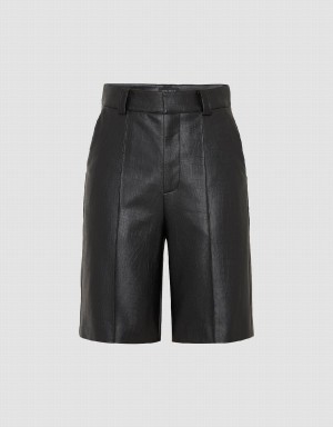 Urban Revivo Vegan Leather Straight Women's Shorts Black | ZXB3972JC