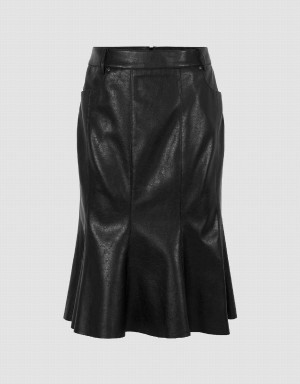 Urban Revivo Vegan Leather Mini Fishtail Women's Skirts Black | LZG588FE