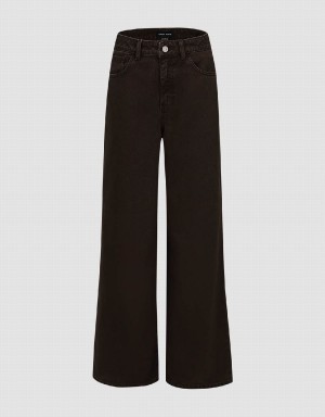 Urban Revivo Wide-Leg Women's Jeans Brown | DKO118CH