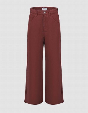 Urban Revivo Wide-Leg Women's Jeans Red | LOF71100MS