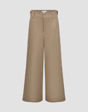 Urban Revivo Wide-Leg Women's Pants Khaki | PRY8214HW