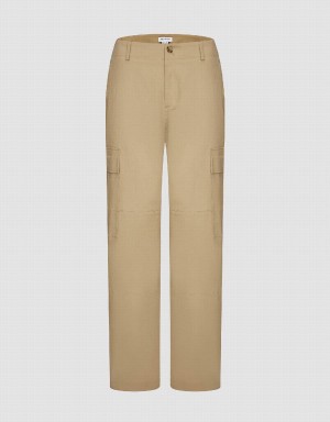 Urban Revivo Wide-Leg Women's Pants Khaki | WZZ5395GB