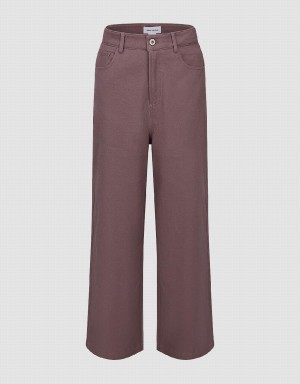 Urban Revivo Wide-Leg Women's Pants Pink | DUN3696QN